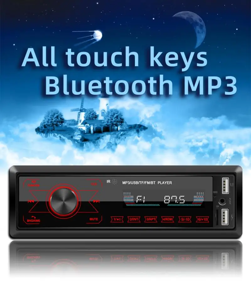 Автомагнитола 1 DIN с Bluetooth FM радио mp3 плеером USB/AUX 12 В ЖК дисплеем сенсорными