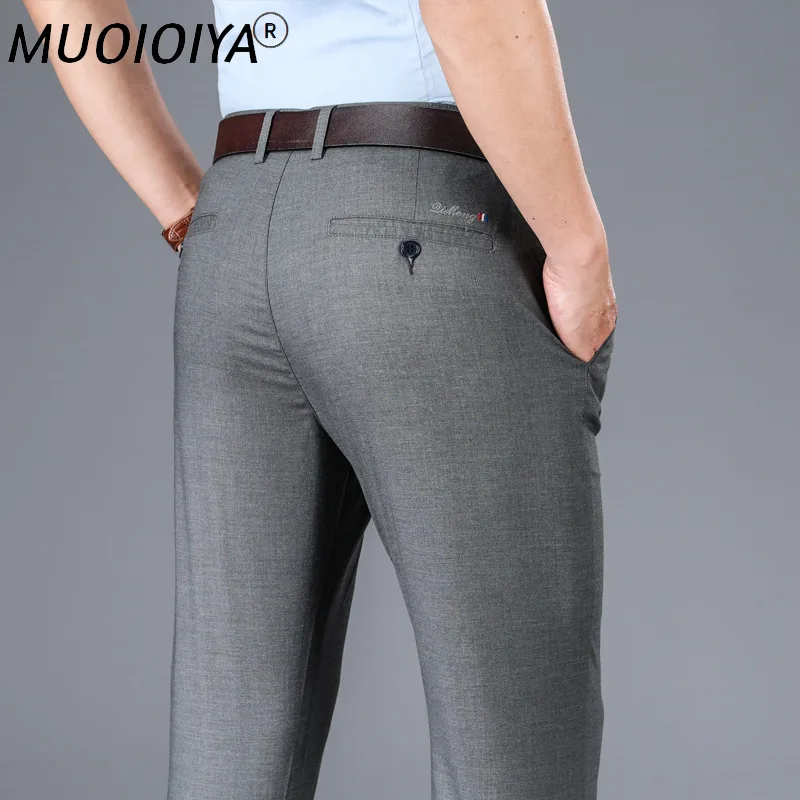 

Tencel Straight Suit Pants Men Clothing High Waist Office Formal Trousers for Men Summer Thin Mens Trousers