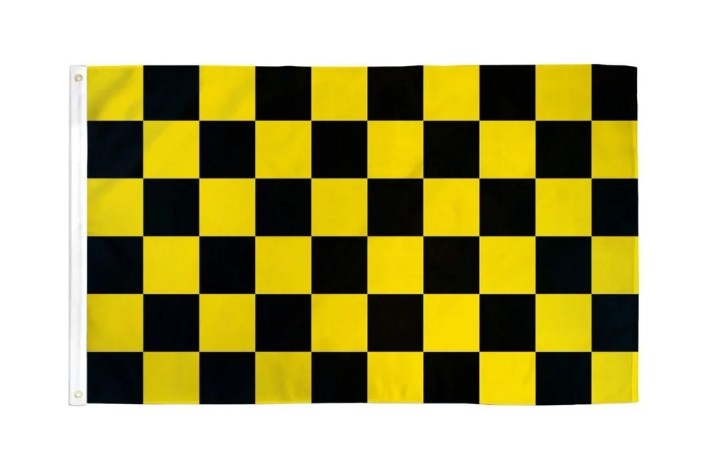 

90x150cm Black and Yellow Check Flag Checkered Banner