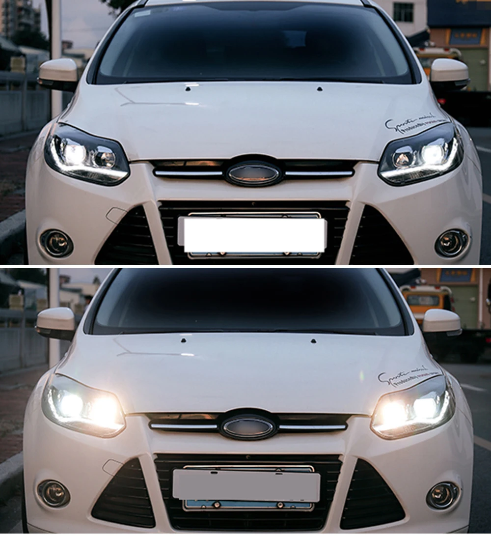 2 шт. светодиодный головной фонарь для Ford Focus 3 фары 2012 2013 Европа светодиодный направляющий свет drl H7 hid Биксеноновые двойные линзы ближнего света