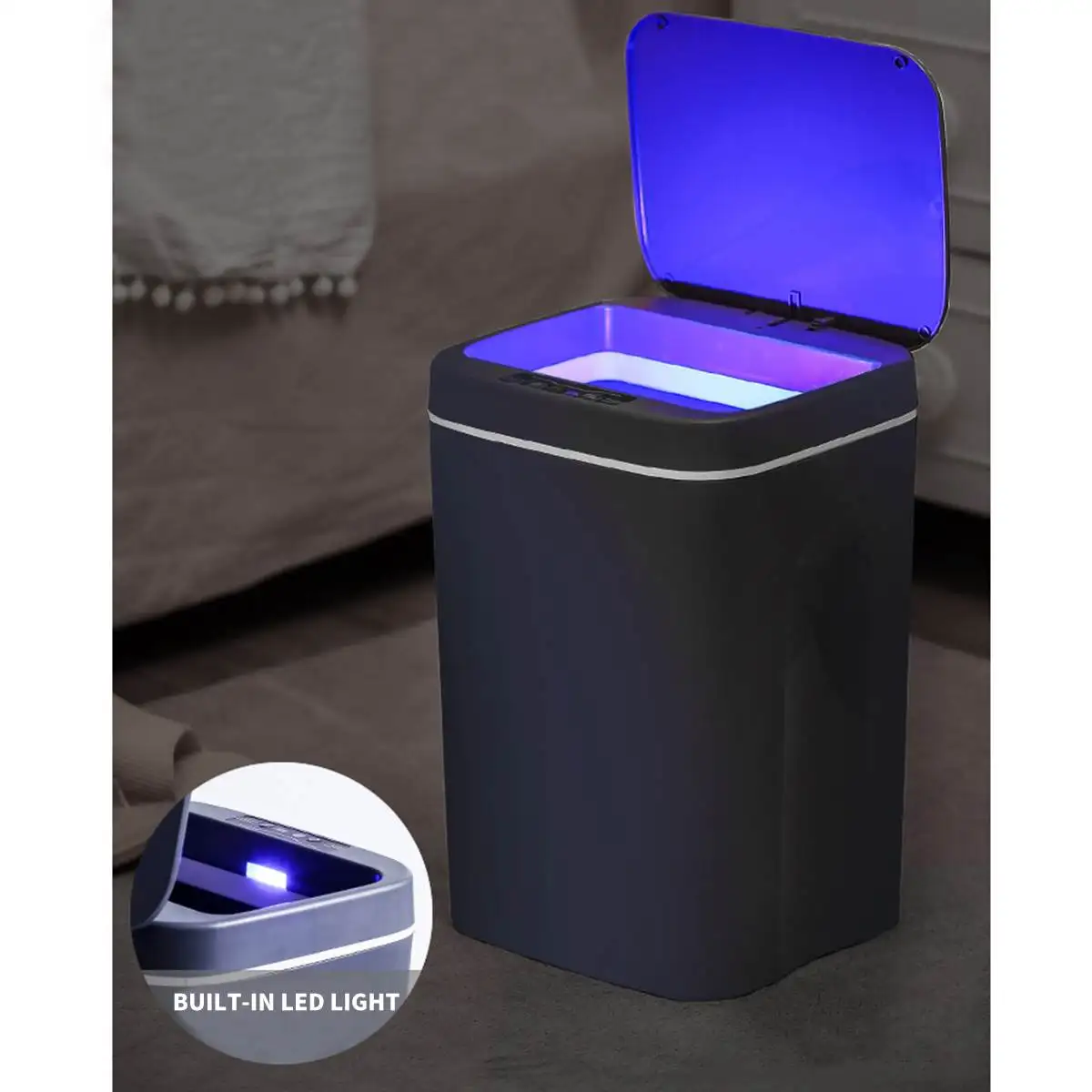 

Intelligent Trash Can Automatic Sensor Dustbin Smart Sensors Electric Waste Bin Home Rubbish Can For Kitchen Bathroom Garbage