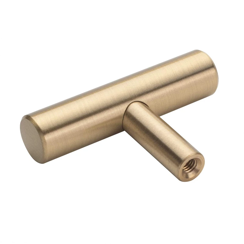 Bamboo Brass Cabinet Kitchen Drawer Knobs Tbar Cupboard Closet Door Pulls Handles Gold-1Pack |