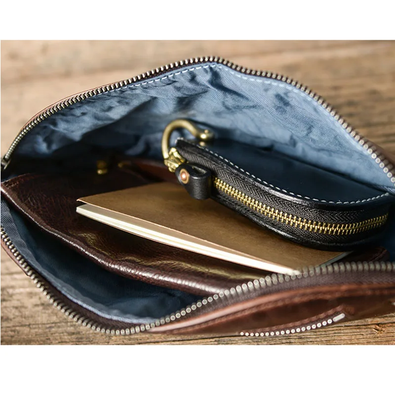 

AETOO Handmade leather chest bag youth zipper retro casual waist bag national tide sports bag leather diagonal bag