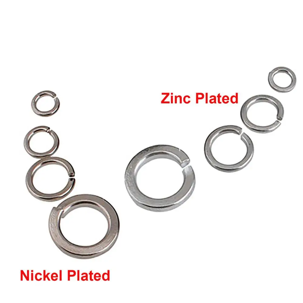 

Пружинная шайба M2 M2.5 M3 M3.5 M4 M5 M6 M8, шайба из углеродистой стали с пружинным замком, эластичная прокладка, оцинкованная/никелированная