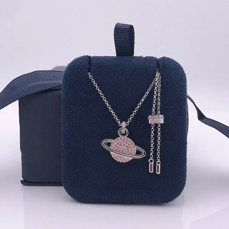 51-80cm High-quality female fashion Personality Pink Gold Saturn Planet Necklace fashion chain For  Holiday and birthday