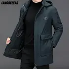 Новая дизайнерская брендовая Повседневная модная мужская длинная парка с капюшоном, зимняя куртка, плотная теплая верхняя одежда, ветровка, мужская одежда