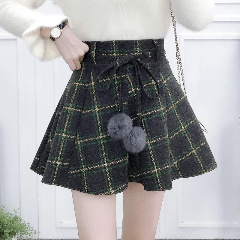 Fall Student Gils Pleated Skirt Style Plaid Casual Short Skirts Women's Scotland Tartan Kilt With BowtieCute Kawayii Sweet | Женская