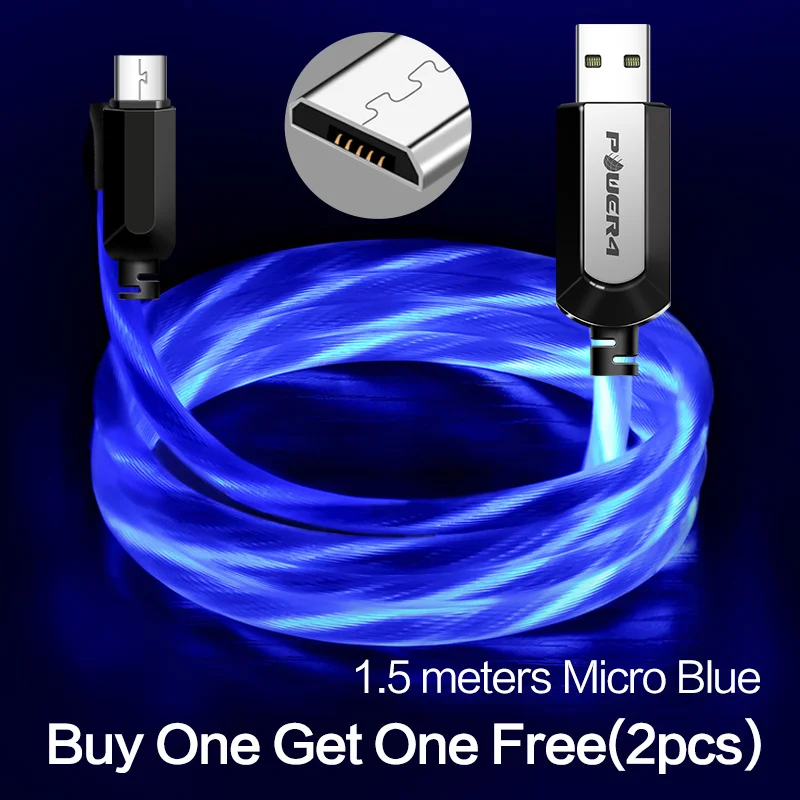 Micro-Blue-1.5m-2pcs Power4 два пакета Micro USB шнур 3,0 для Android телефонов зарядное устройство Реверсивный Micro светодиодный кабель USB для samsung быстрой зарядки Microusb - Цвет: Micro-Blue-1.5m-2pcs