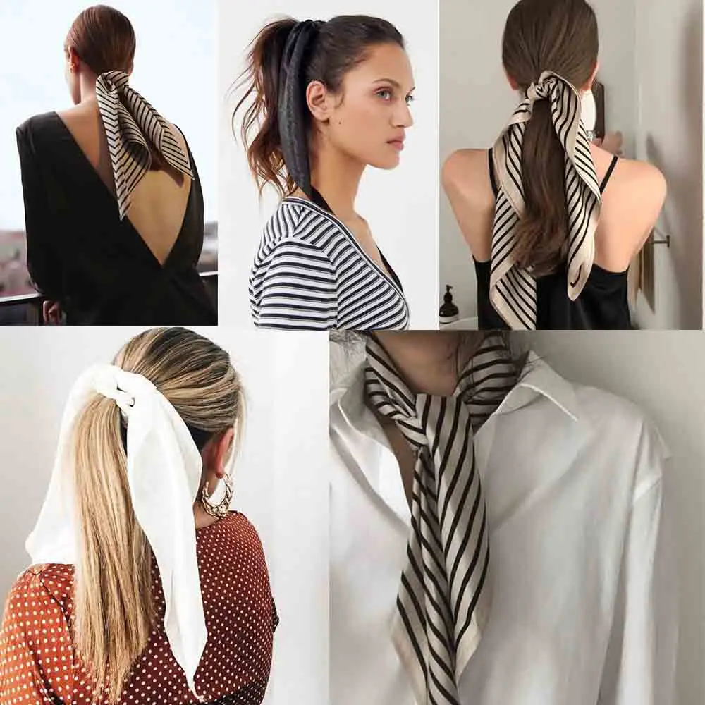 Повязка для волос атласная 60*60 см девочек квадратный шарф модная повязка на