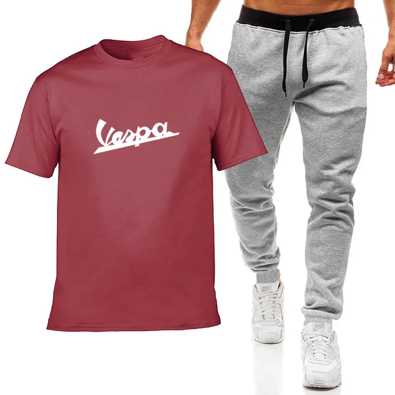 

VESPA Car Logo Hot Sale New Men's Fashion T-Shirt Sports Suit Multi-Color Short-Sleeved Summer Light Breathable Pullover