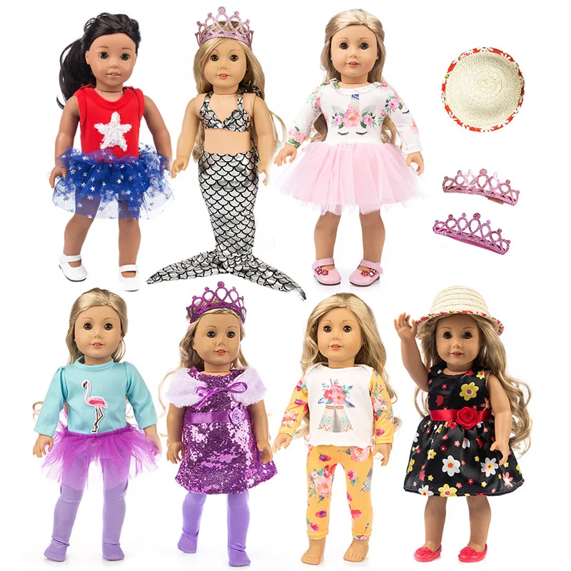 

15 pcs Girl Doll Clothes Gift for American 18 inch Doll Clothes and Accessories, Including 7 Complete Sets of Clothing