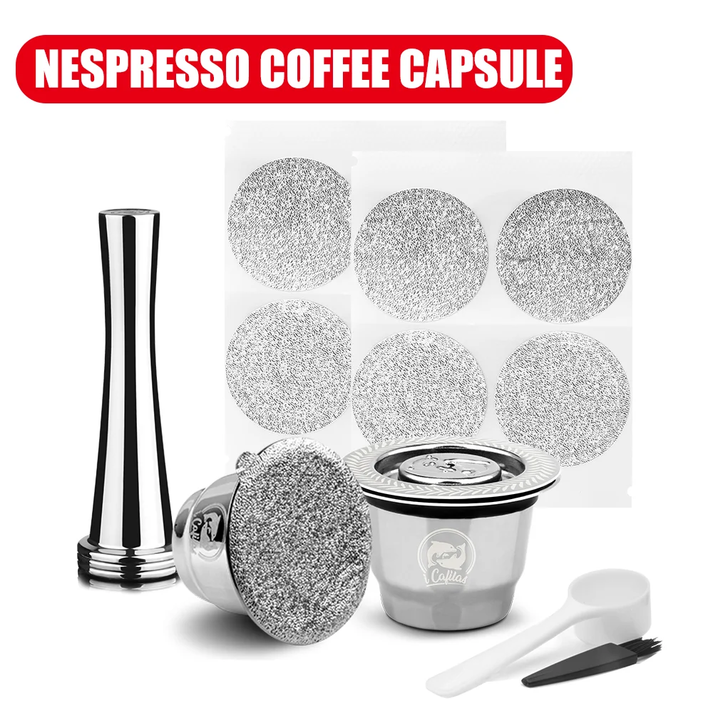 2 использования русскоязычная заправка кофе капсулы для Nespresso фильтр Pod кофе машина с одноразовыми фольгами уплотнения и нержавеющая сталь губ