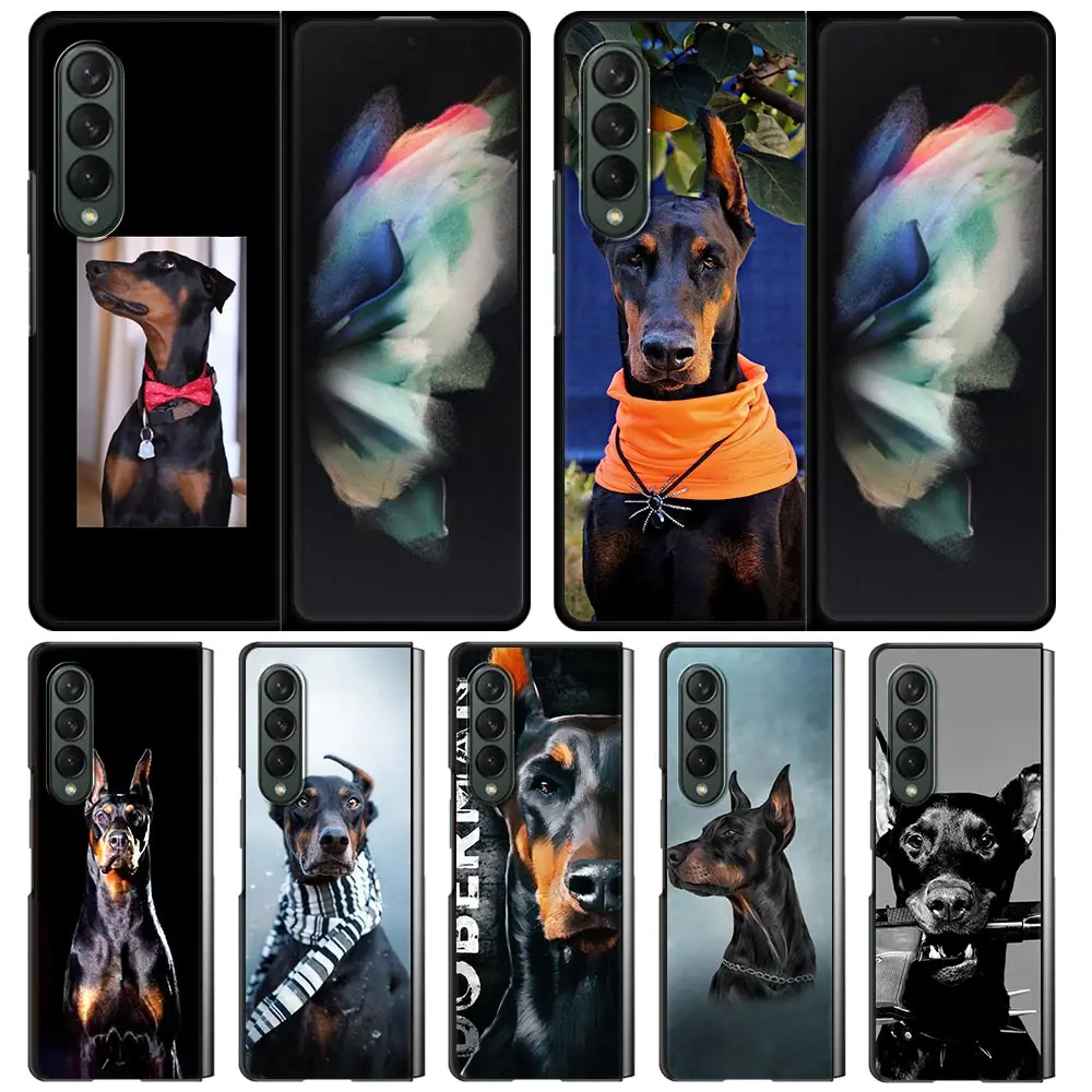 

Case for Samsung Z Fold3 5G Phone Cover For Galaxy Z Fold 3 Hard Silicone Capa for ZFold 3 Shell Animal Dachshund Doberman Dog