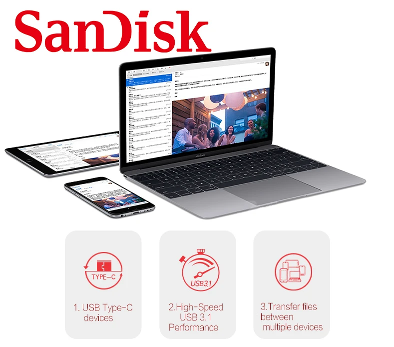 SanDisk SDDDC2 Экстремальный type-C USB 3,0 и 3,1 128 Гб 64 Гб двойной OTG USB флеш-накопитель 32 ГБ флеш-накопитель USB флешка Micro USB