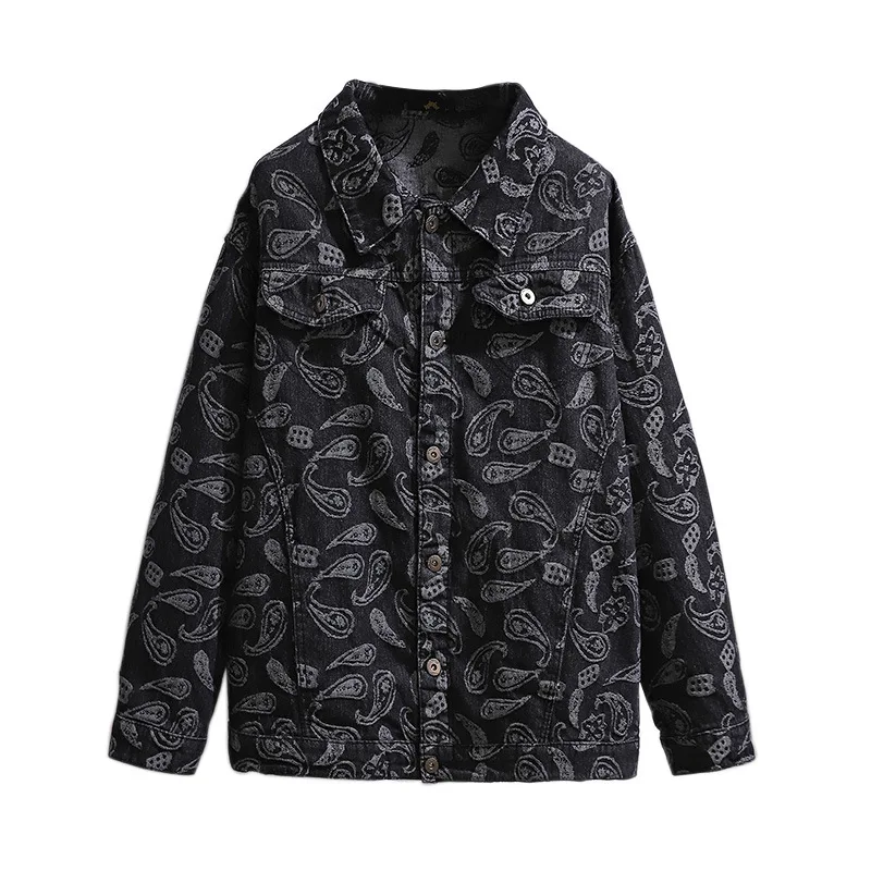 

New Spring Autumn 2021 Plus Size Denim Jacket For Women Large Long Sleeve Cotton Loose Blue Black Coat Oversize 4XL 5XL 6XL 7XL