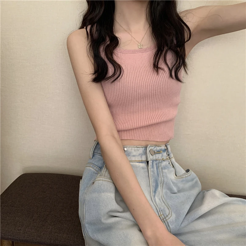 Женские майки Сексуальные облегающие повседневные женские однотонные топы без