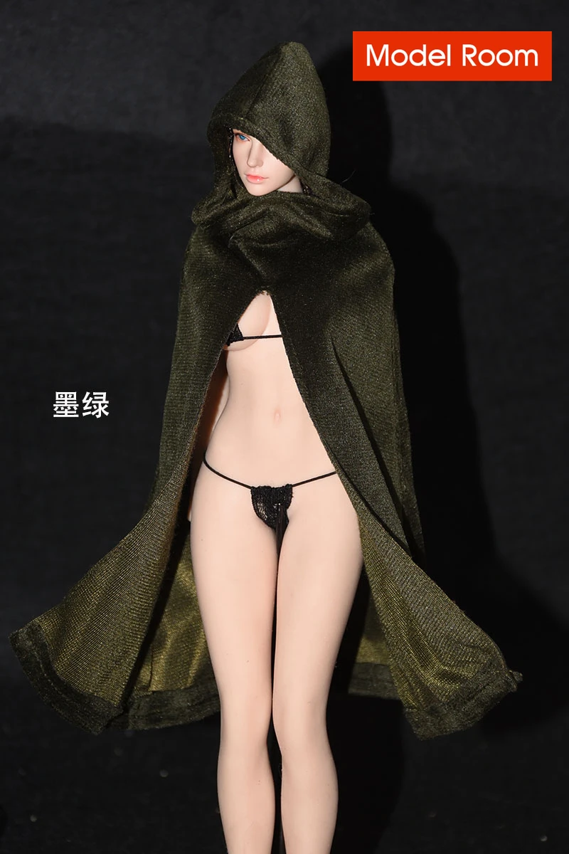 Масштаб 1/6 Женская бархатная накидка с капюшоном модель аксессуары для