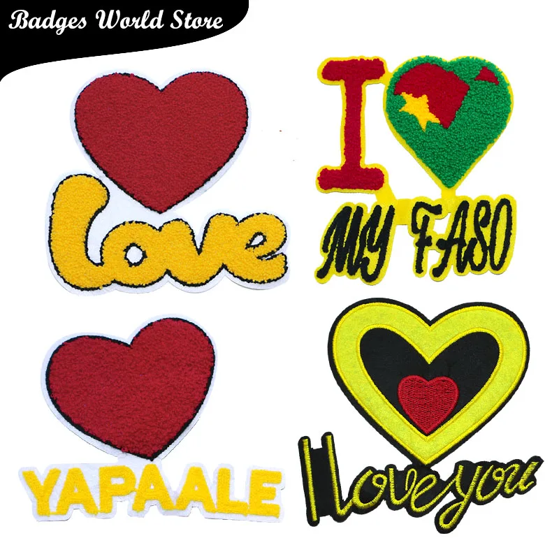 

Fashion Heart-shaped patch "I Love You" icon towel embroidered applique patches for DIY Iron on badges on clothes stickers