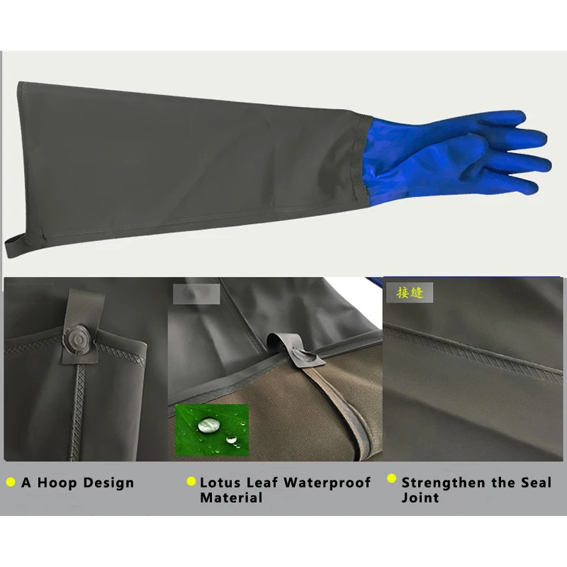 Длинные рукава химические перчатки резиновые рабочие Хлопок облицованный ПВХ