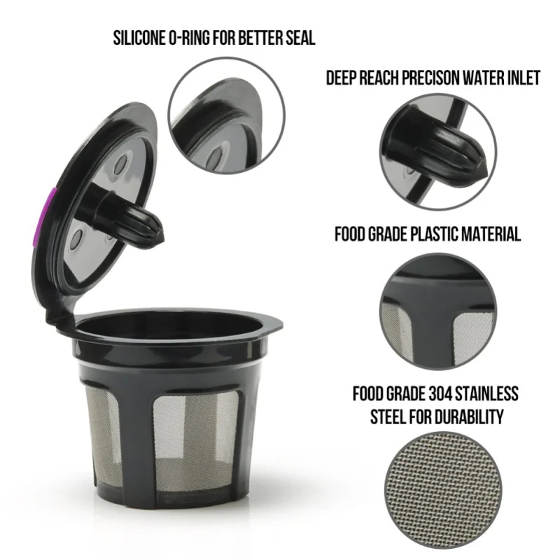 Refillable Coffee Capsule Reusable Filter Holder Pod Compatible Stainless Steel 304 Mesh With KEURIG 2.0 1.0 | Дом и сад