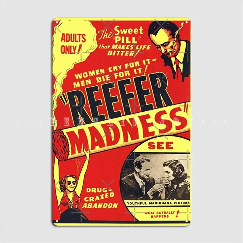 

Reefer Madness Poster Metal Plaque Club Party Kitchen Personalized Wall Decor Tin Sign Posters