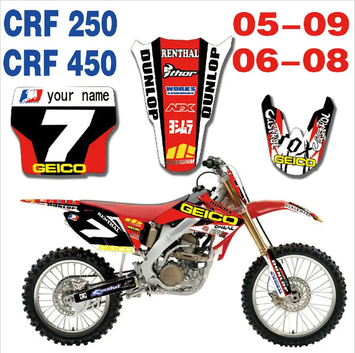 Байк мотоцикл графические наклейки для Honda CRF250R 2005 2009/CRF450R 2006 2007 2008|Наклейки на
