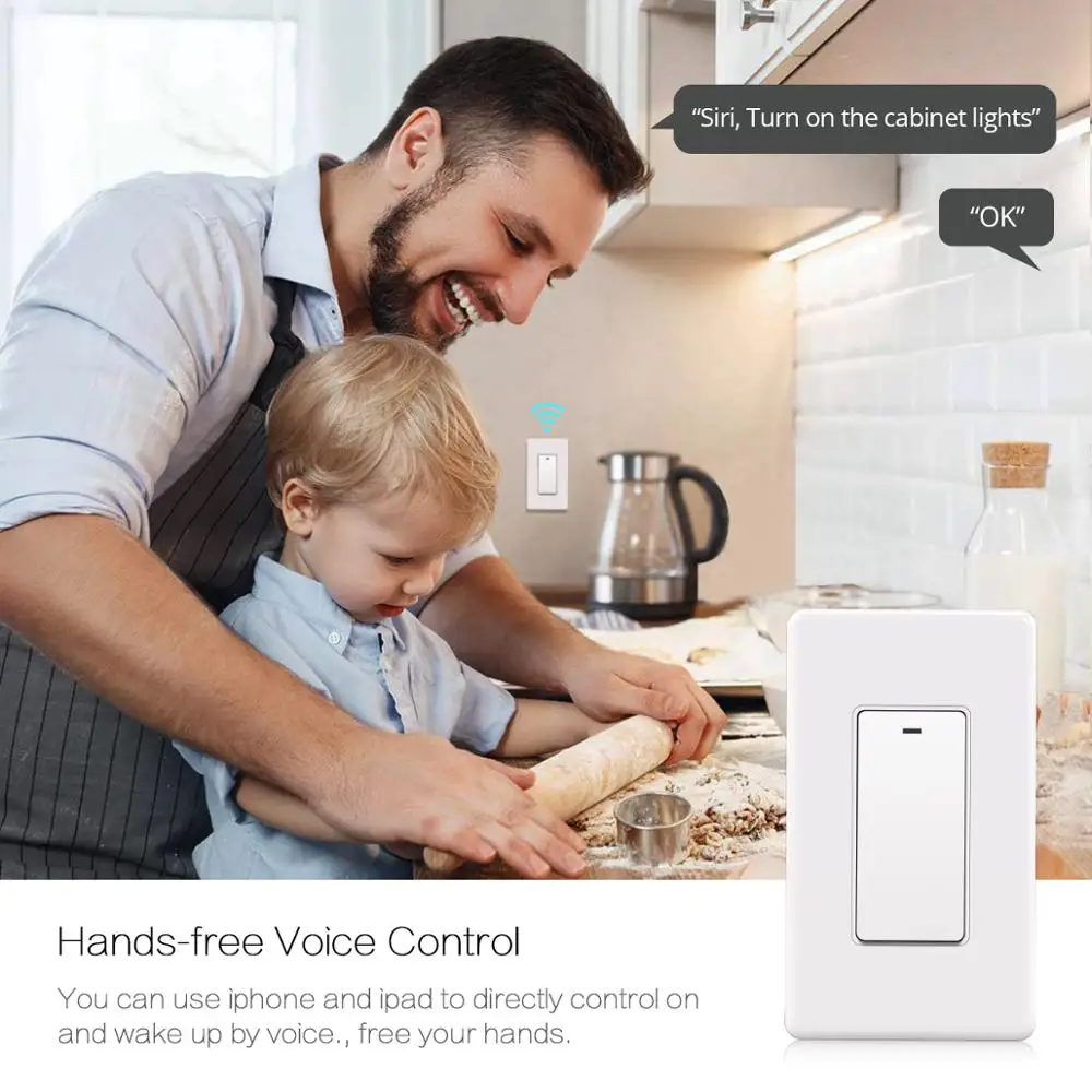 1 Gang США переключатель Wi-Fi Homekit Apple 15A Timming график светильник функция голосового