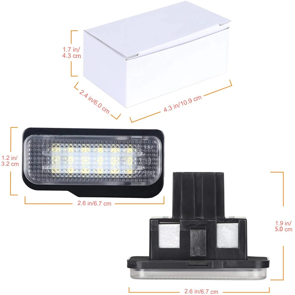 

2pcs 12V LED License Plate Light Bulb No Error Canbus For Mercedes Benz W203 W211 W219 6000k White Number Plate lamp