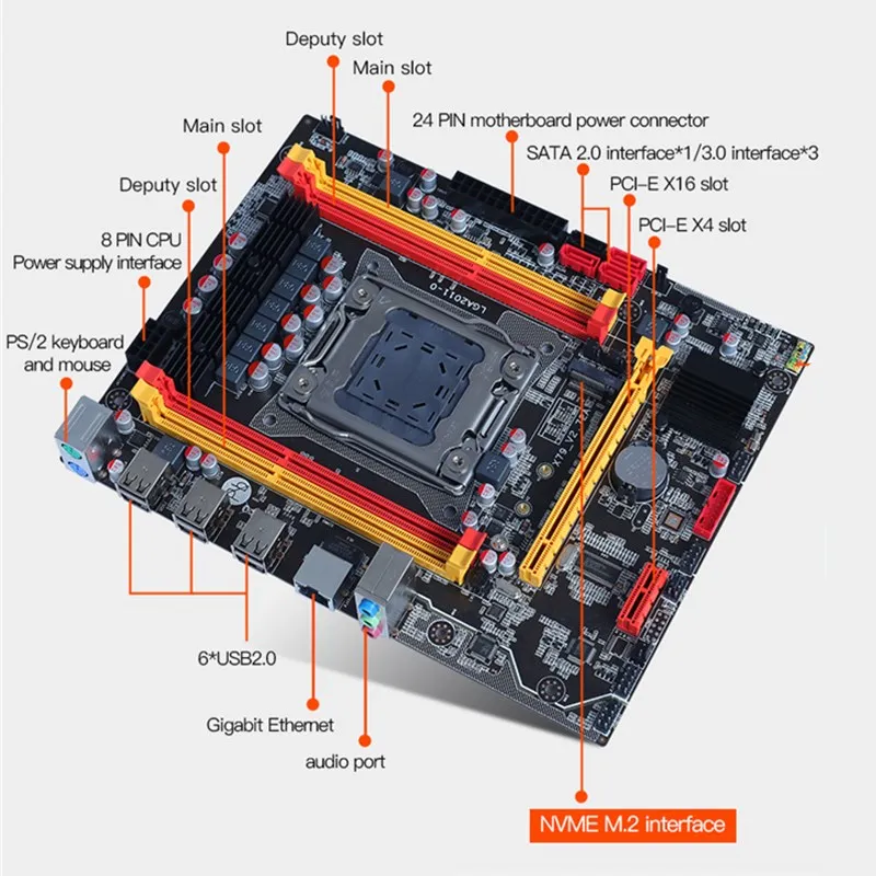 Envinda X79 Motherboard LGA 2011 Socket M.2 NVME SATA SSD DDR3 Ram Memory Computer Mainboard for Intel LGA2011 i7 Xeon E5 CPU | Компьютеры