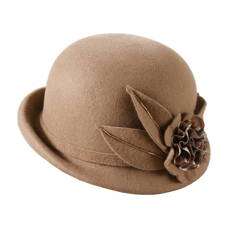 

Beckyruiwu Lady Party Formal Hats Special Shade Fedora Hats Women Autumn and Winter Asymmetric Brim Wool Felt Hat