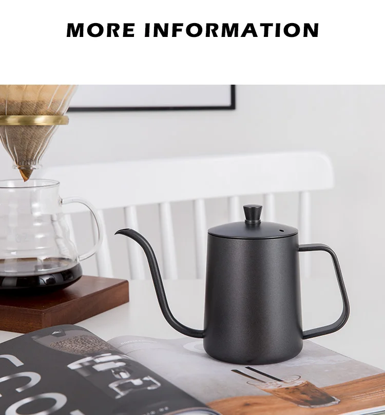 

Thin Mouth Drip Coffee Pot Pour Over Thermometer Gooseneck Drip Long Spout Coffee Pot Thickened Vaso Cafe Household Goods DG50CP