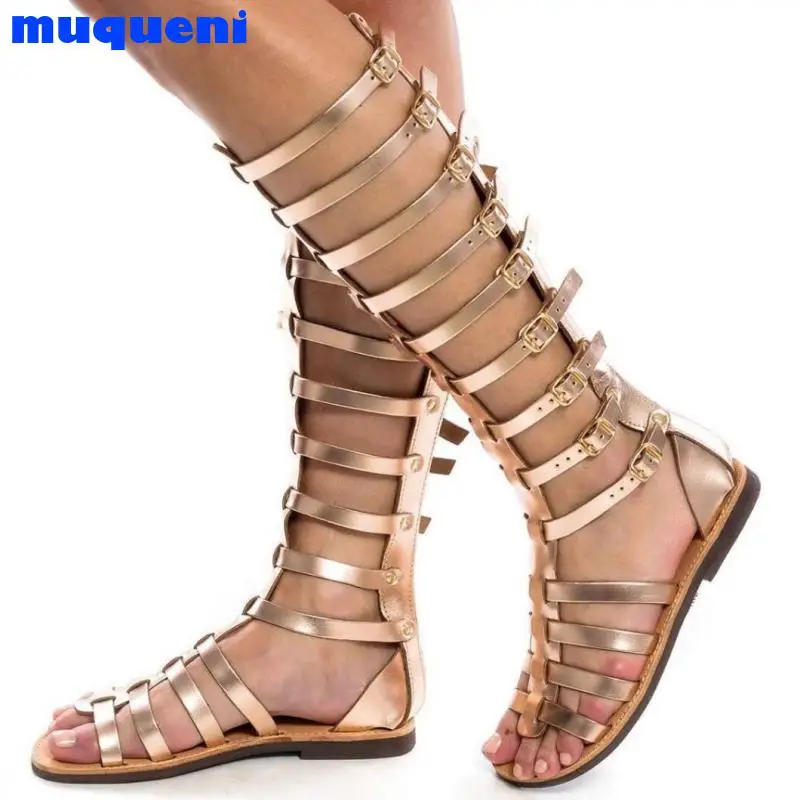 

Women's Walking Shoes Ladies Beach Sandals Summer Pointed Retro Buckle Roman Hollow Flat Sandalias Female Outdoor Footwear