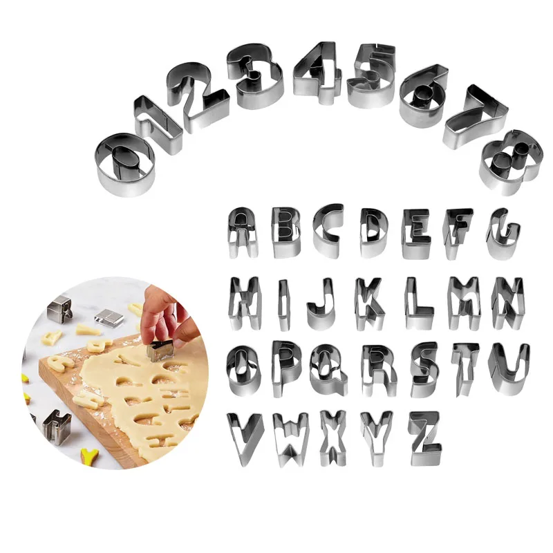 

Stainless Steel Cookie Cutter Set Plastic Biscuit Mould Fondant Cake Alphabet Decorating Tools