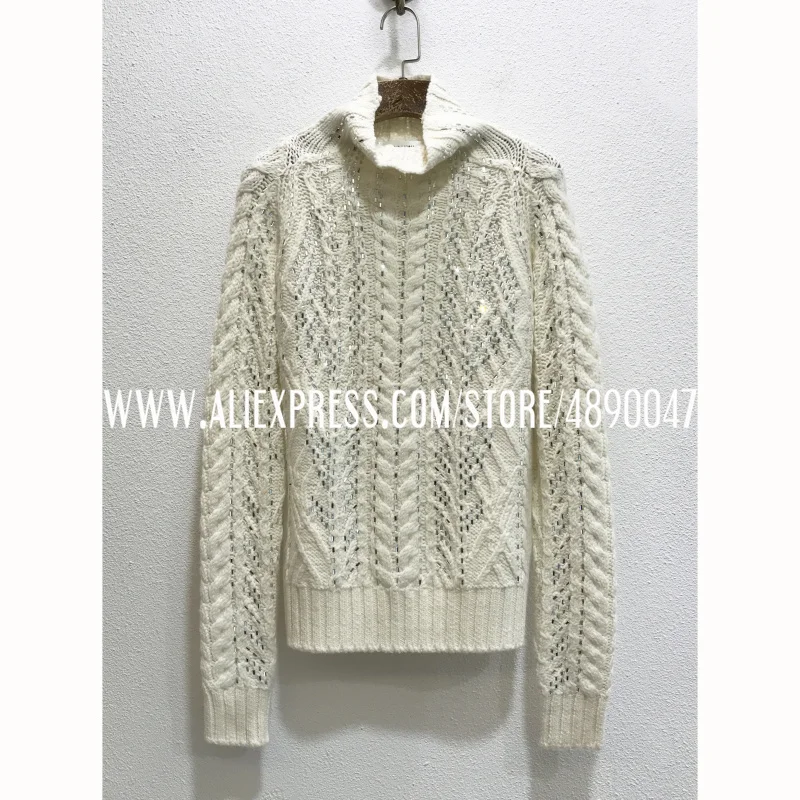 

Exquisite hot drilling sweater warm high-neck wool sweater elegant slim long-sleeved sweater winter high-quality women's top