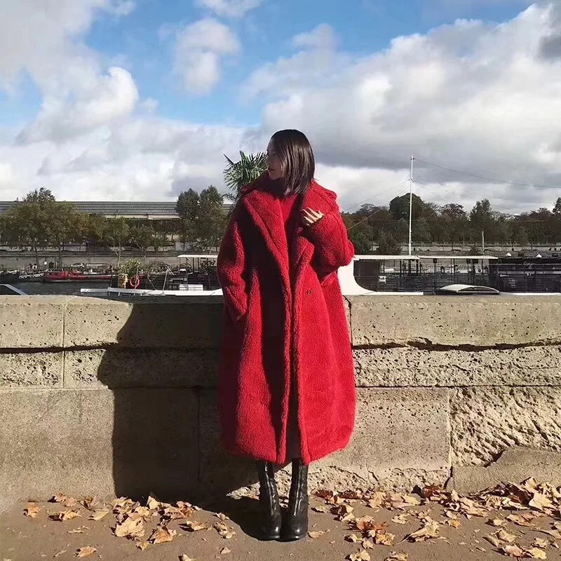 Шуба женская зимняя супер теплая 100% шерсть плюшевый мишка rf0166|Куртки из