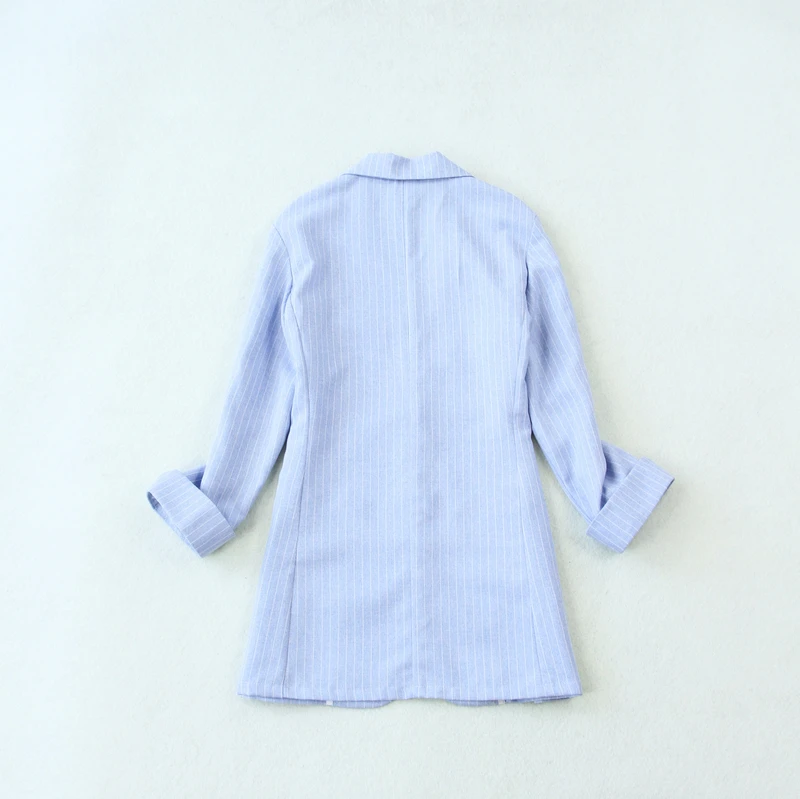 Set female 2019 new striped seven-point sleeve small suit jacket wide leg shorts two-piece temperament was thin women's clothing |