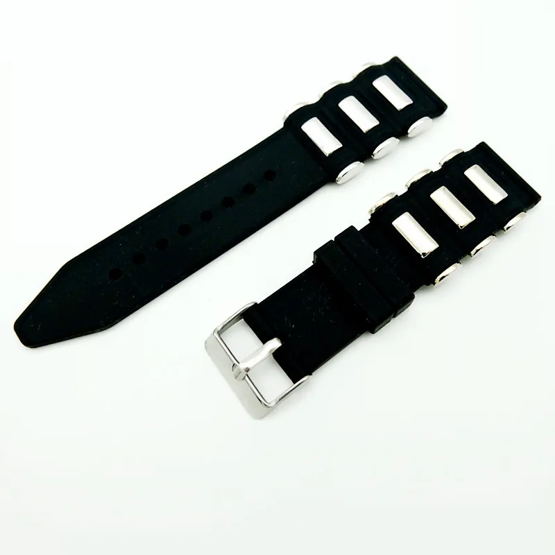Силиконовый ремешок из мягкого каучука и нержавеющей стали для часов 22 мм 24 мм 26 мм Водонепроницаемый ремешок для часов + инструмент.