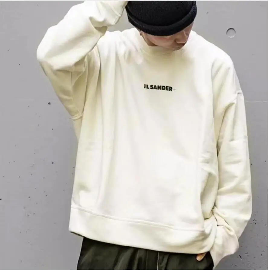 

New Oversize Sweatshirt JIL SANDER Women Men Summer Apricot Cotton Brand Letter Print Shirt Sweatshirt Tee Loose Hip Hop Hoodies