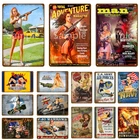 Постер Приключения девушки пин-ап, сексуальная леди, винтажные металлические жестяные знаки, бар, паб, семейный декор стен, настенное искусство, живопись YL077