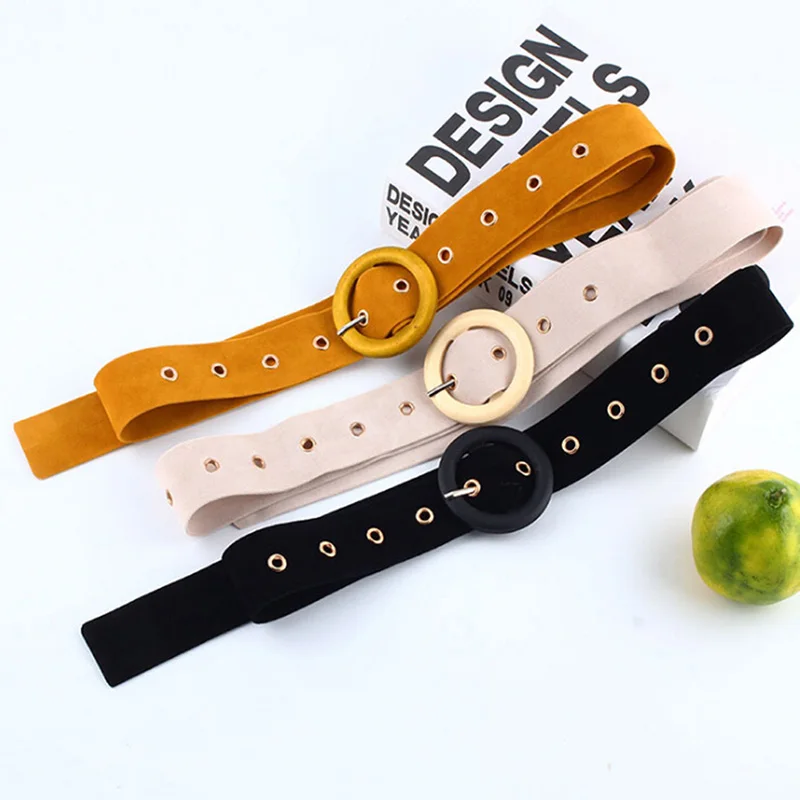 

Fashion Suede Buckle Velvet Waist Belt PU Leather Ladies Wide Belts Dress Clothing Decorations Accessories