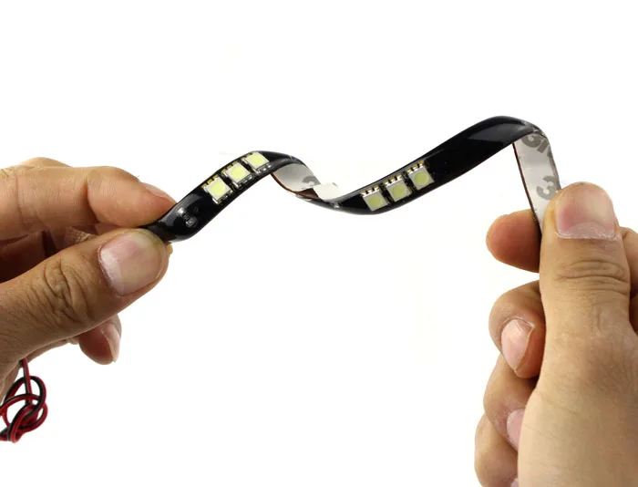 

4PCS/SET 12V 15 LED 30CM Car LED Strip Vehicles Grille Decor Light Soft Waterproof Strips Car Styling Decoration Car Accessories