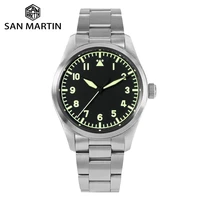 san martin 39mm pilot men watch military fashion simple style yn55a automatic mechanical watches 20 bar waterproof luminous