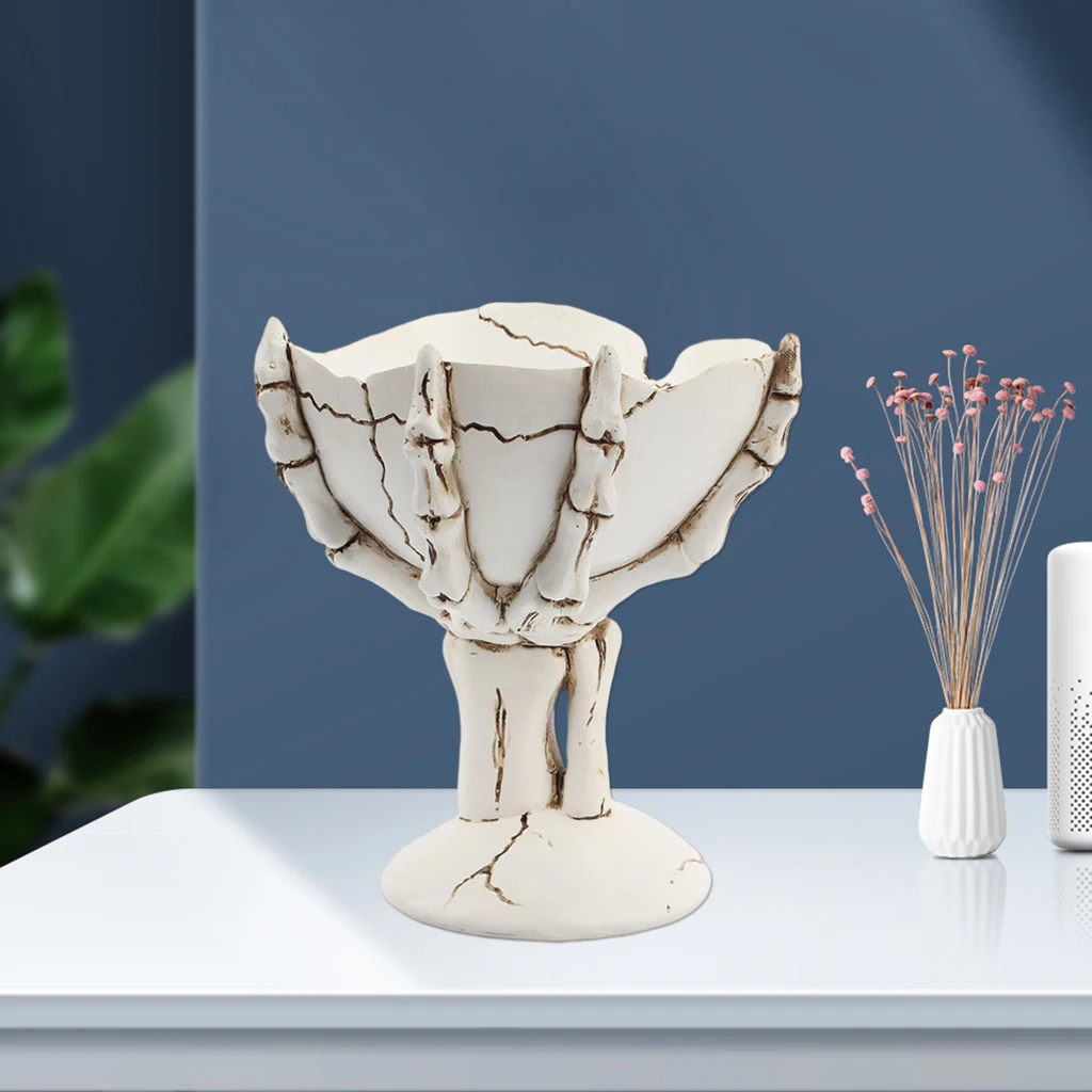 

Resin Skull Hand Sculpture Holder Keys Organizer Box Food Snack Storage Tray