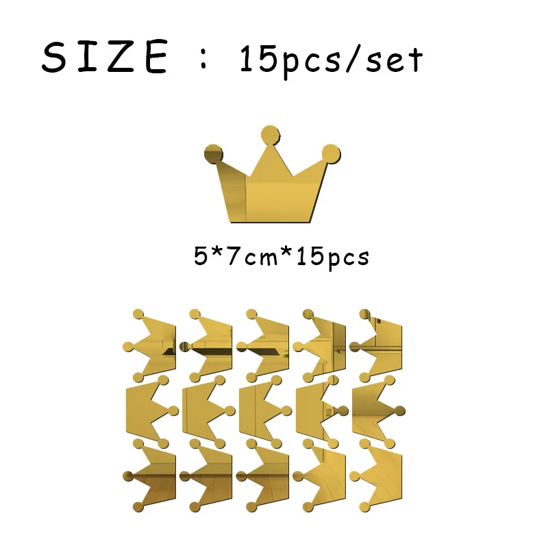 

15PCS Nordic Style Cute Crown Shape Wall Sticker For Kids Room Art Mural Girls Gifts Decor Princess Queen Vinyl Wall Decals