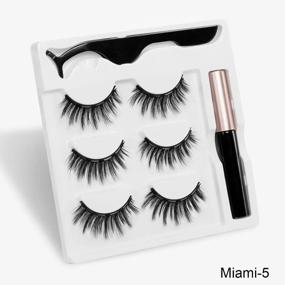 MIAMI Магнитные ресницы Набор натуральные длинные 3D Искусственные магнитные накладные ресницы легко носить мягкие норковые ресницы накладные ресницы для наращивания ресниц - Цвет: MIAMI
