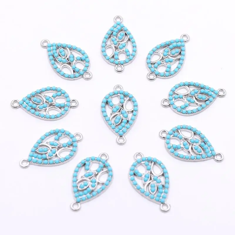Соединители в форме капли воды для изготовления ювелирных изделий голубые