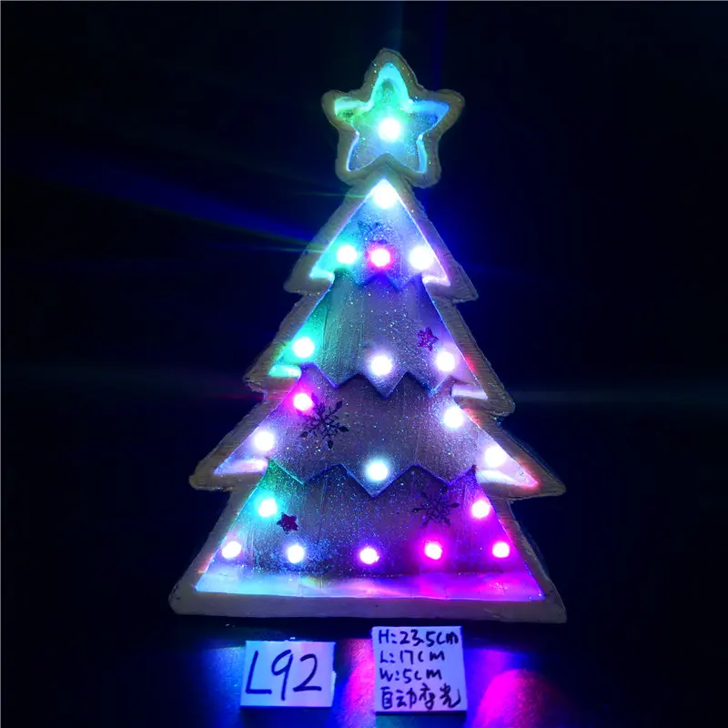 

Christmas window desktop decorations luminous wooden five-pointed star letters and tree decorations resin train candle holders