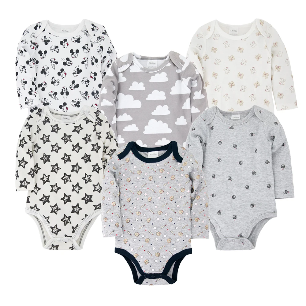 Детский Цветной комбинезон 6 шт./лот Roupa De Bebe Одежда для новорожденных 100% хлопок