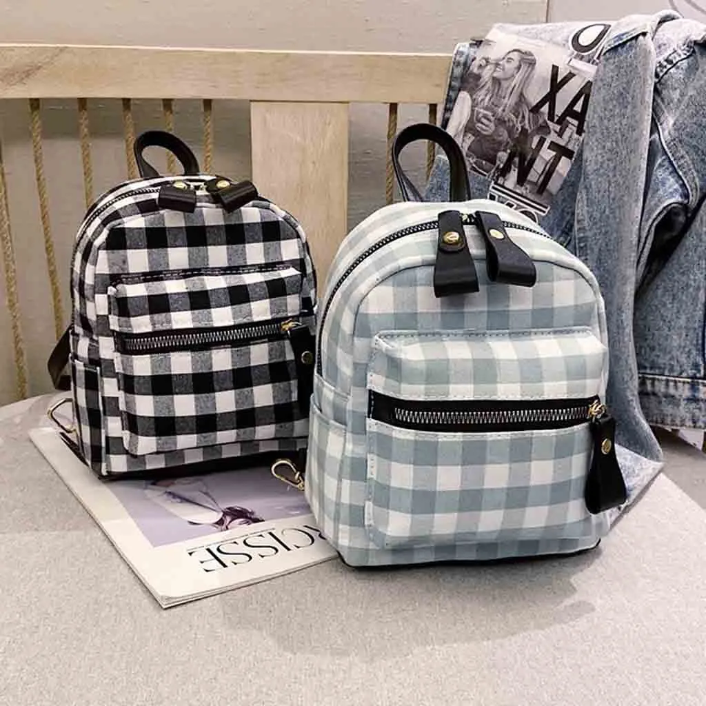 35 # унисекс клетчатый нейлоновый женский рюкзак для путешествий школьные сумки