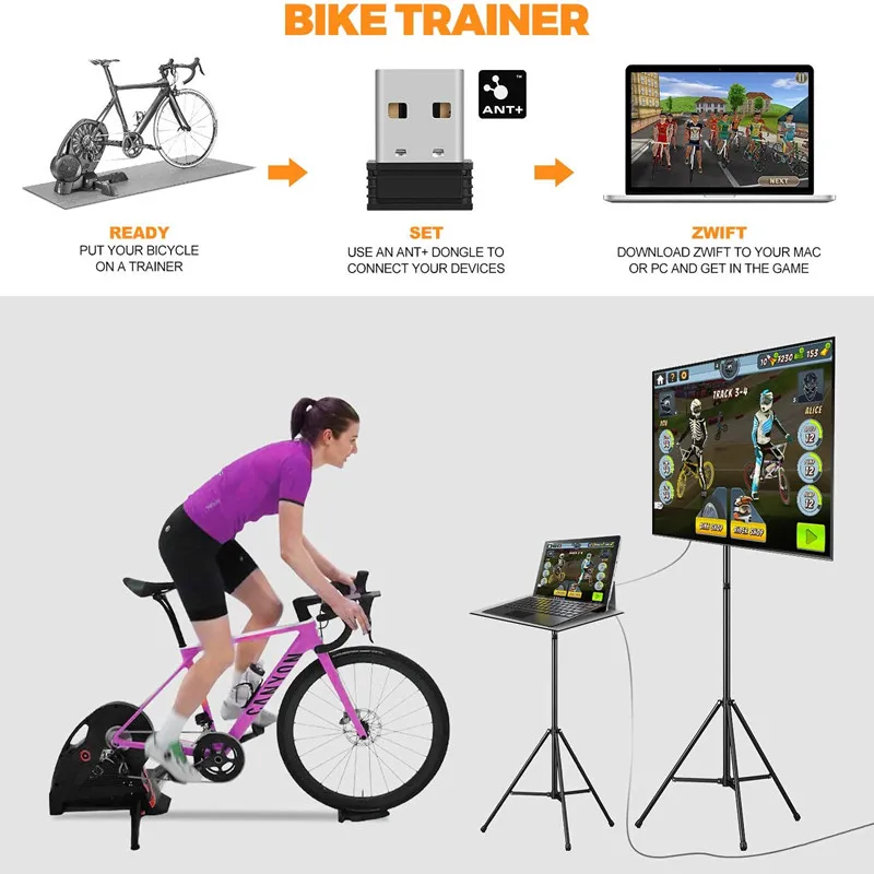 Coospo ANT+ USB Stick Wireless Receiver Adapter Sensor TrainerRoad to upgrade Bike trainer for Garmin Zwift Wahoo Bkool Onelap